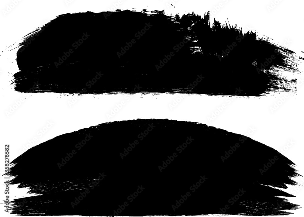 Grunge Paint stripe . Vector brush Stroke . Distressed banner . Black isolated paintbrush collection . Modern Textured shape . Dry border in Black . 