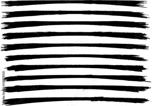 Grunge Paint stripe . Vector brush Stroke . Distressed banner . Black isolated paintbrush collection . Modern Textured shape . Dry border in Black . 