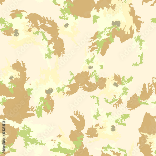Desert camouflage of various shades of brown, green and beige colors