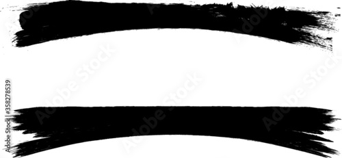 Grunge Paint stripe . Vector brush Stroke . Distressed banner . Black isolated paintbrush collection . Modern Textured shape . Dry border in Black . 