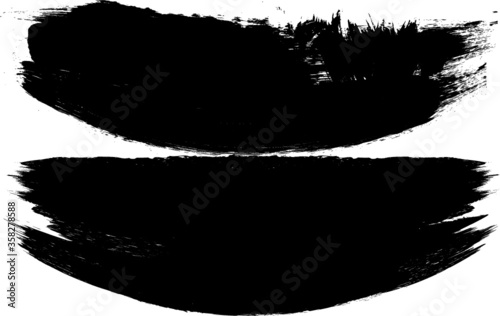 Grunge Paint stripe . Vector brush Stroke . Distressed banner . Black isolated paintbrush collection . Modern Textured shape . Dry border in Black . 