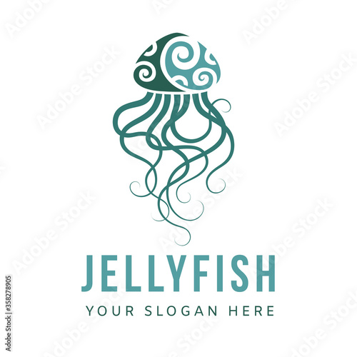 Jellyfish logo graphic design concept. Editable sea jellyfish element, can be used as logotype, icon, template in web and print