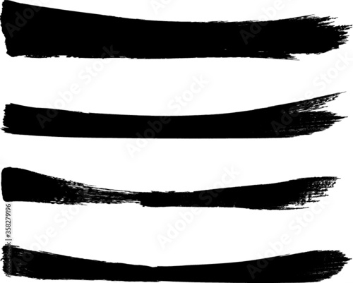 Grunge Paint stripe . Vector brush Stroke . Distressed banner . Black isolated paintbrush collection . Modern Textured shape . Dry border in Black . 