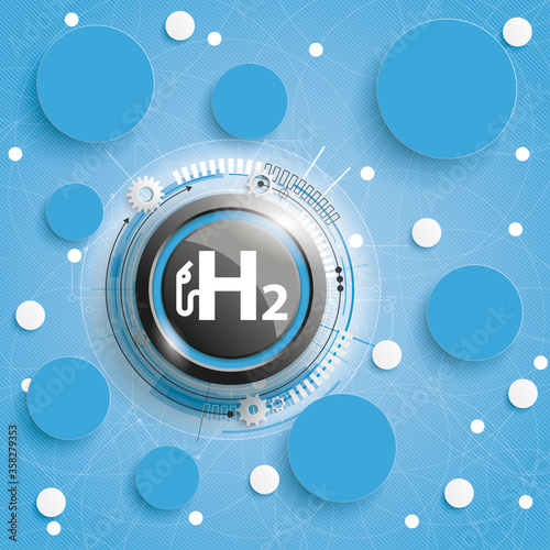 H2 Gas Pump Circle Networks Blue Background