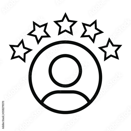 Customer experience or 5 star satisfaction rating flat vector icon for review apps and websites