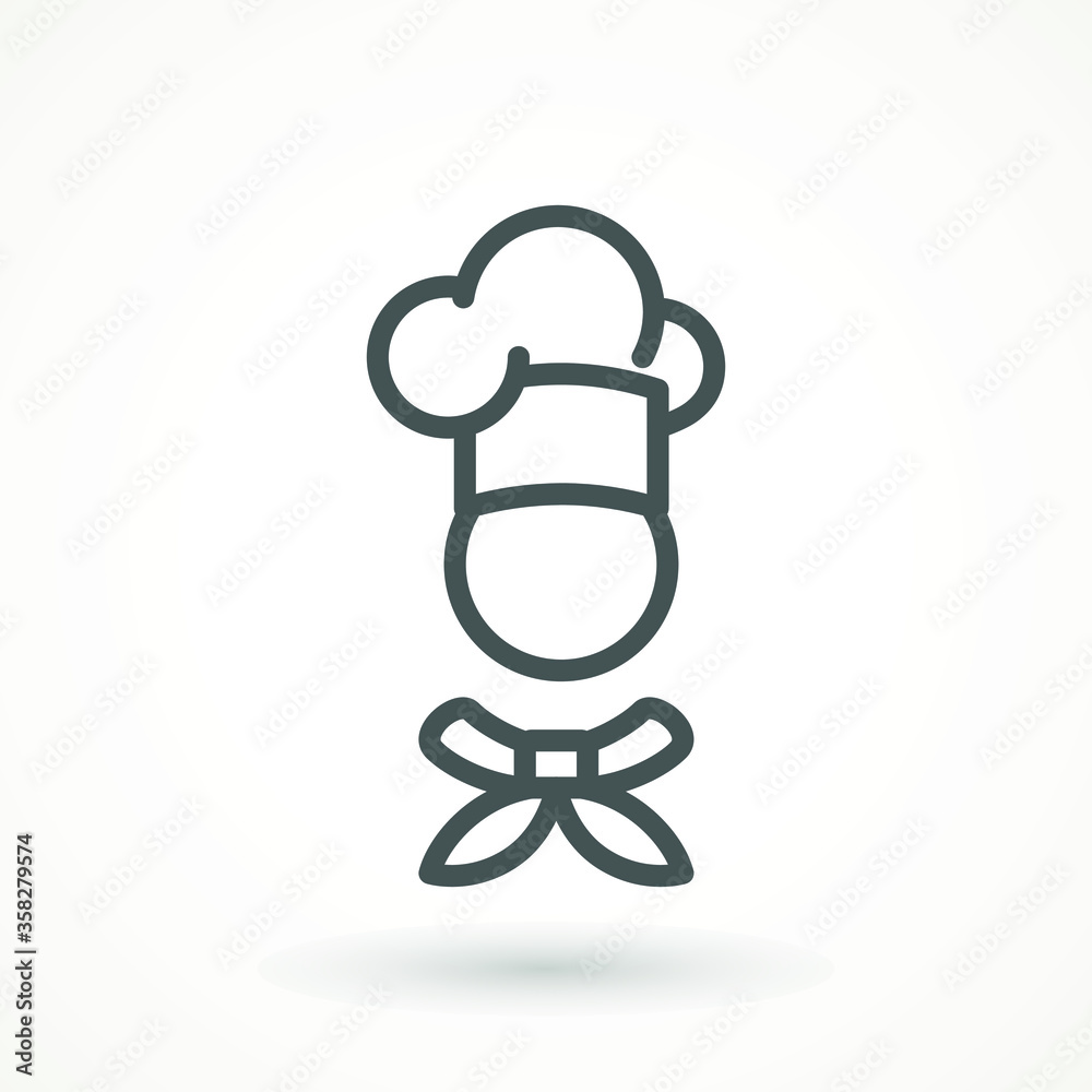 Chef in a cooking hat vector outline logo. Kitchen Cook icon line symbol. Premium quality isolated vector illustrator sign Restaurant, menu professional, occupation concept Vector catering, food Chef in a cooking hat vector outline logo. Kitchen Cook icon line symbol. Premium quality isolated vector illustrator sign Restaurant, menu professional, occupation concept Vector catering, food