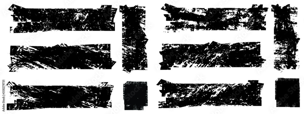 Grunge Paint stripe . Vector brush Stroke . Distressed banner . Black isolated paintbrush collection . Modern Textured shape . Dry border in Black . 
