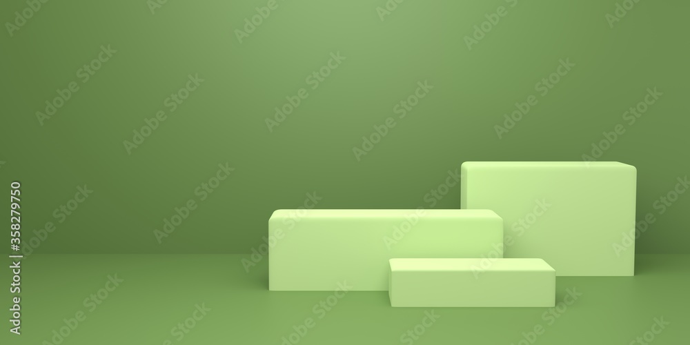 3d rendering of abstract minimal concept background geometry shape empty podium on green color. Scene for advertising, cosmetic ads, showcase, cream, magazine, fashion. Illustration. Product display 3d rendering of abstract minimal concept background geometry shape empty podium on green color. Scene for advertising, cosmetic ads, showcase, cream, magazine, fashion. Illustration. Product display