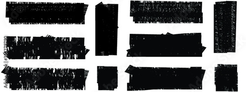 Grunge Paint stripe . Vector brush Stroke . Distressed banner . Black isolated paintbrush collection . Modern Textured shape . Dry border in Black . 