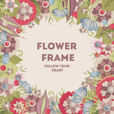 Abstract fantasy flowers. Eggplant color, gray, pink, red and blue. Templates can be used as floral frames for invitations, cards, stickers, discount cards, sales, for printing on paper and fabric.