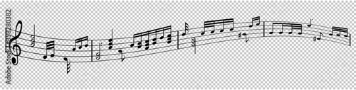 musical notes melody on transparent background