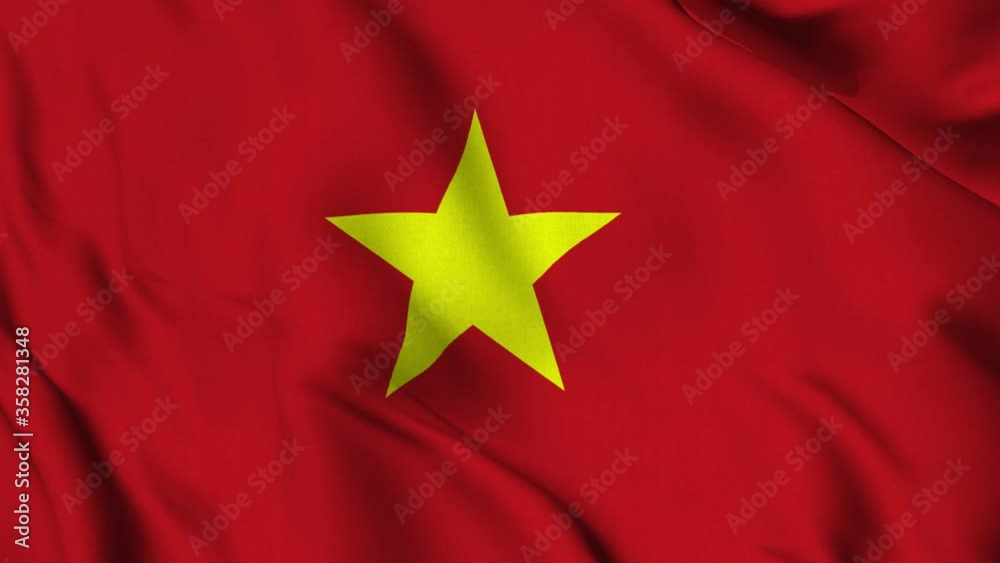VIETNAM national flag waving with fabric texture fluttering in wind in a seamless loop in smooth slowmotion animation background VIETNAM national flag waving with fabric texture fluttering in wind in a seamless loop in smooth slowmotion animation background
