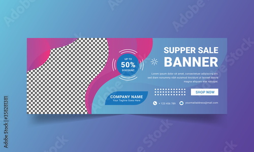 Abstract Colorful Banner Template Vector. Shape, Modern, Discount, Blue, Purple, Gradient,