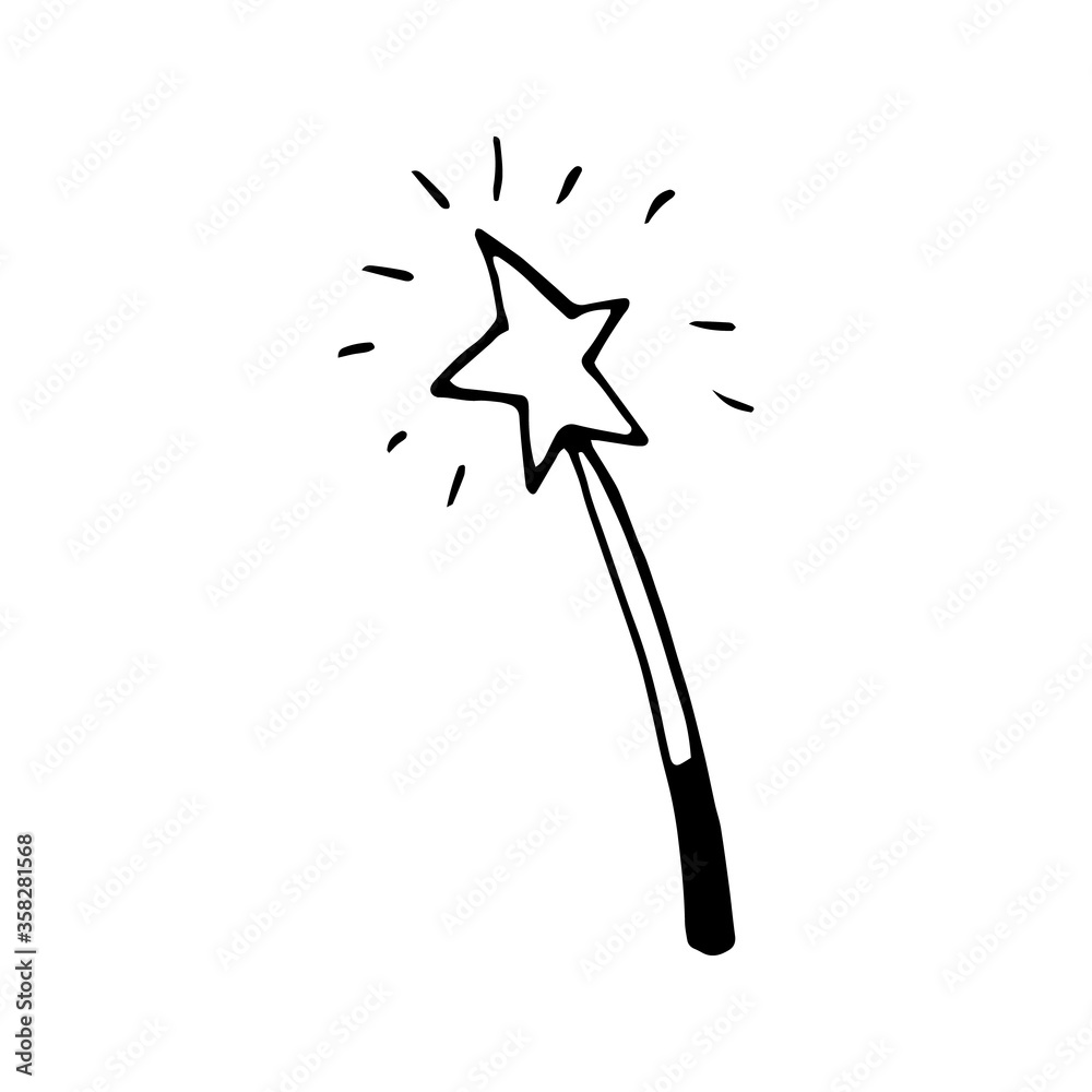 Doodle vector elements about magic wand. Hand drawn illustration with esoteric symbols. Isolated on white backdrop. Doodle vector elements about magic wand. Hand drawn illustration with esoteric symbols. Isolated on white backdrop.
