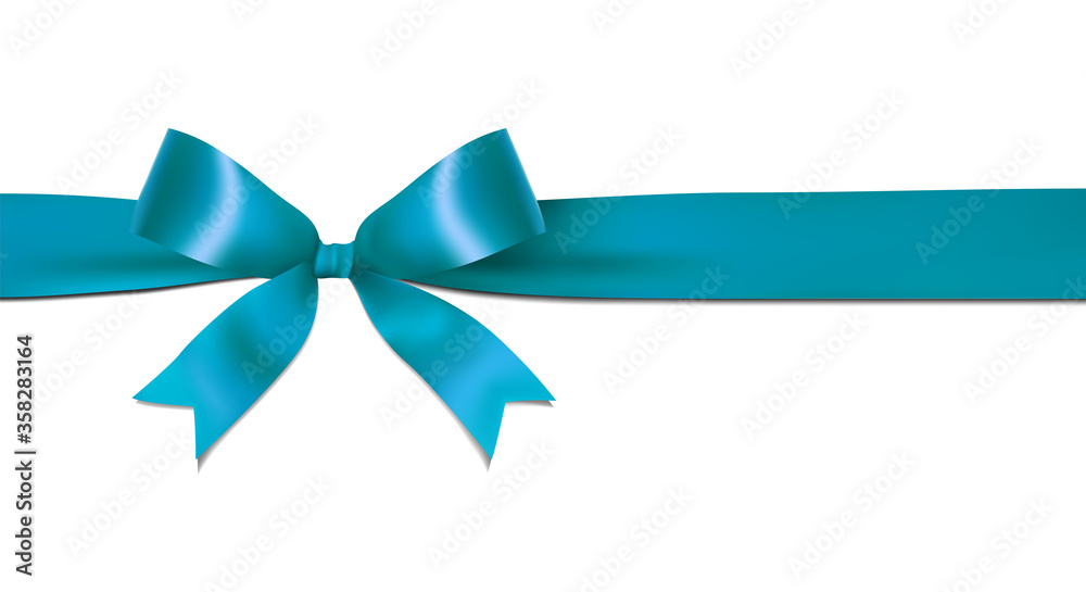 Shiny blue ribbon bow isolated on white background with copy space. For using special days. 