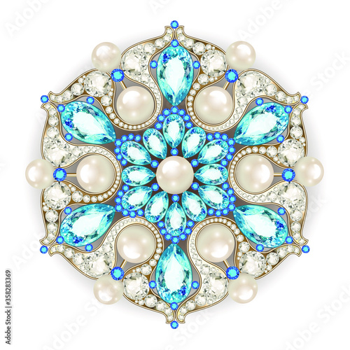 Canvas Print Mandala brooch jewelry, design element