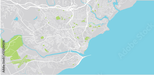 Urban vector city map of East London, South Africa.