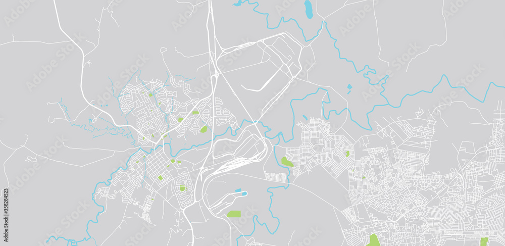 Urban vector city map of Newcastle, South Africa.