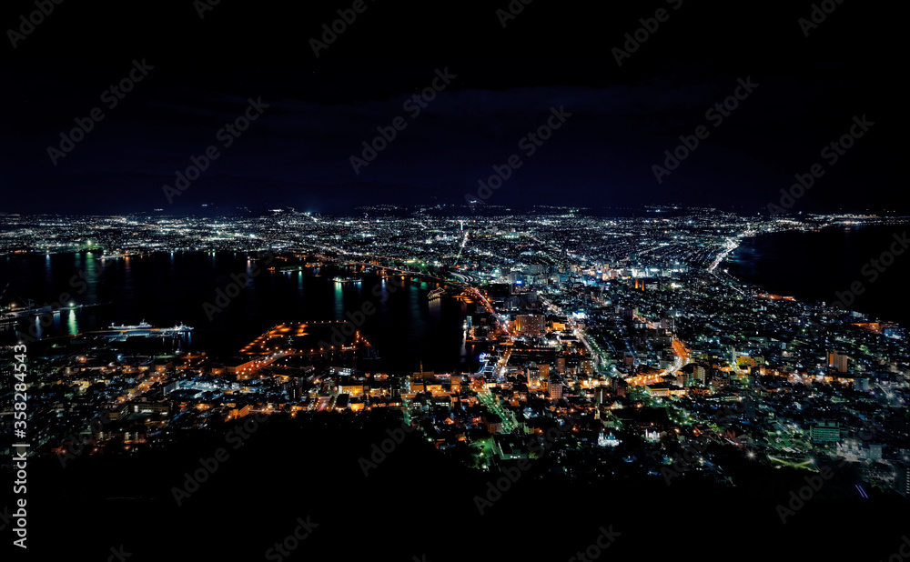 Night cityscape of Hakodate in northern Japan