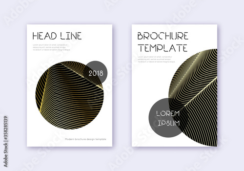 Trendy cover design template set. Gold abstract li