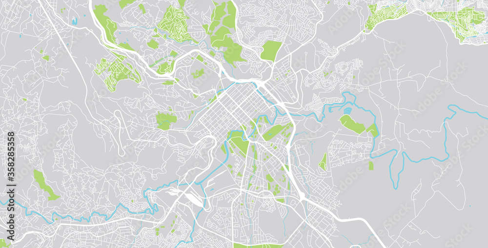 Urban vector city map of Pietermaritzburg, South Africa.