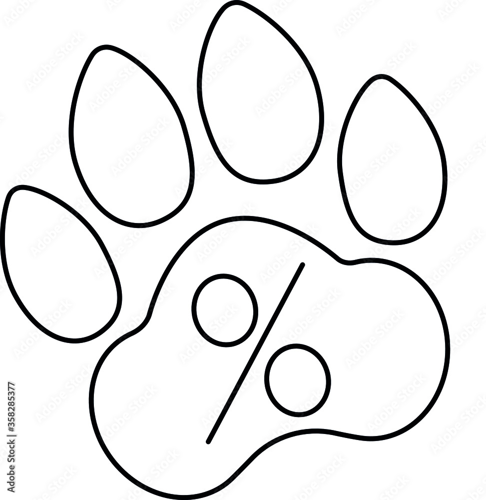 Vector linear graphic icon of dog or cat paw, one element isolated on white background Vector linear graphic icon of dog or cat paw, one element isolated on white background