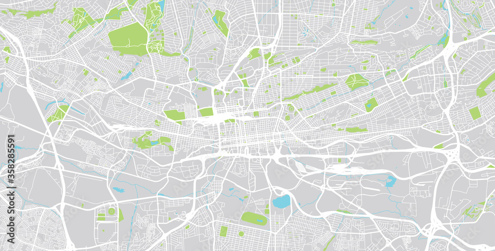 Fototapeta premium Mapa miasta miejskiego wektor Johannesburg, RPA.