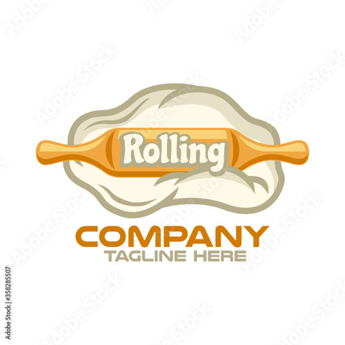 Baking and rolling pin logo.Vector illustration.