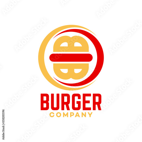 Burger and letter B logo.Vector illustration.