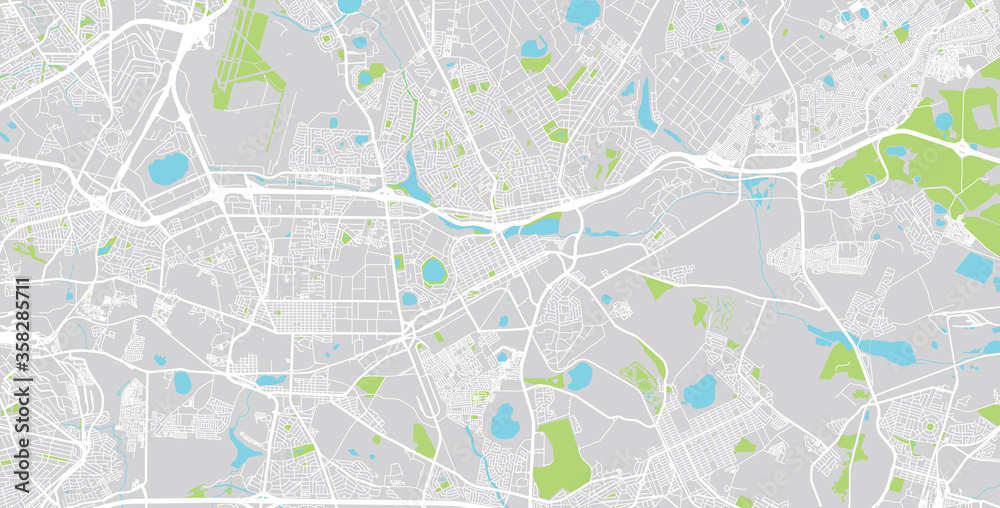Urban vector city map of Benoni , South Africa.
