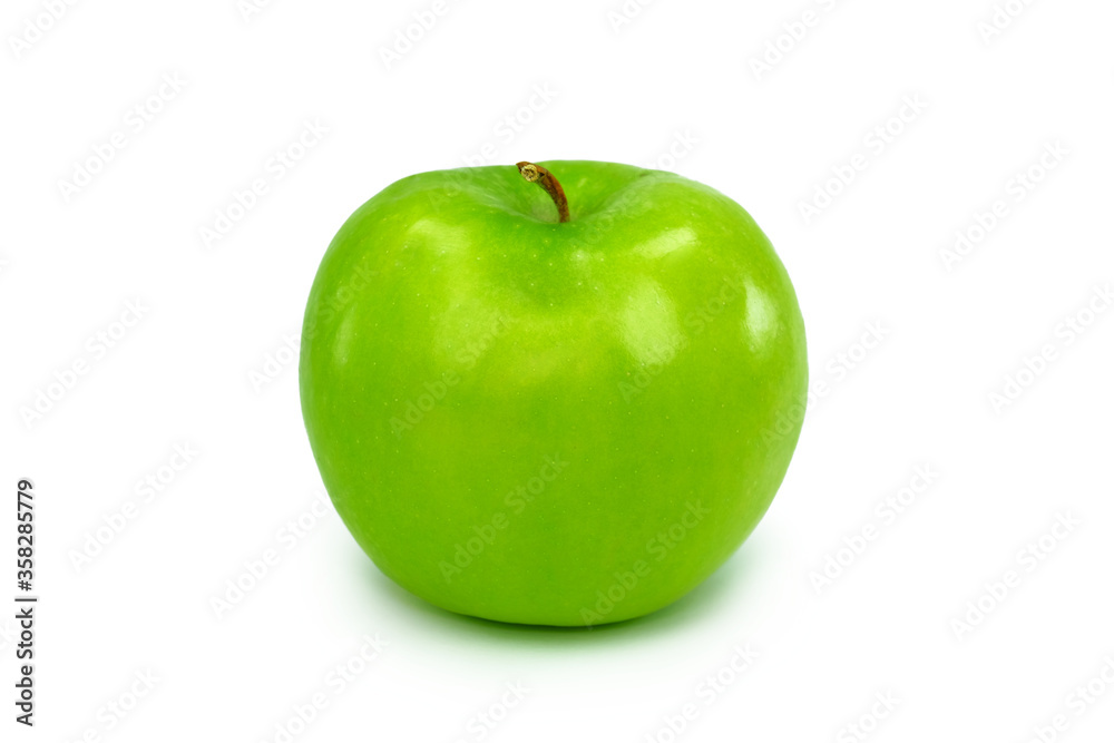 A Green apple fruit on the white background.