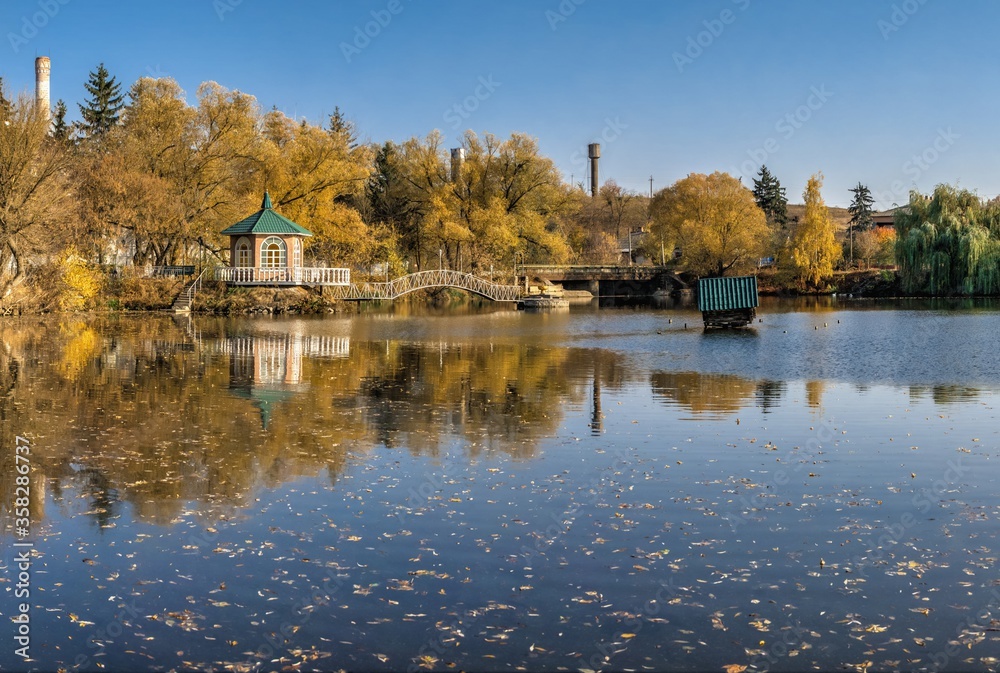 Sunny autumn evening on the blue lake Sunny autumn evening on the blue lake