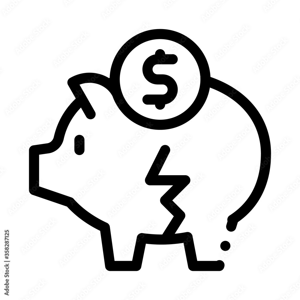 chopped piggy bank icon vector. chopped piggy bank sign. isolated contour symbol illustration chopped piggy bank icon vector. chopped piggy bank sign. isolated contour symbol illustration