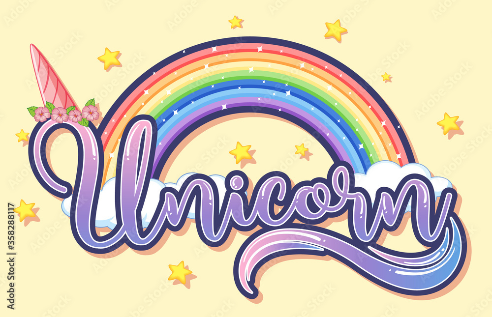 Cute unicorn rainbow logo