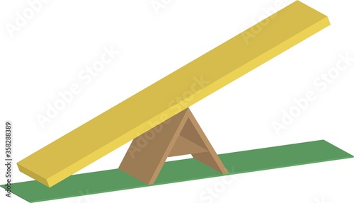 Vector isometric colorful icon of seesaw - for dog agility training or children playground, isolated on white background