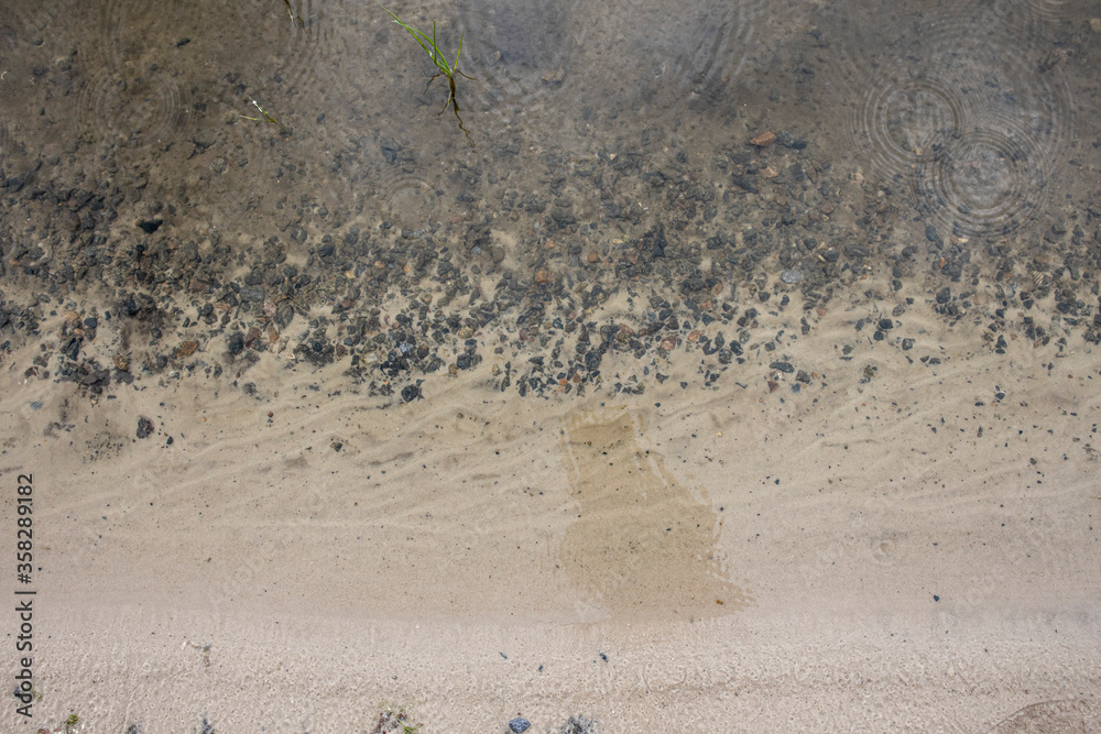 Background and texture of the shore line is clean water and sand Background and texture of the shore line is clean water and sand