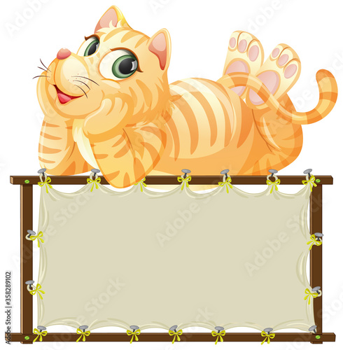 Board template with cute cat on white background