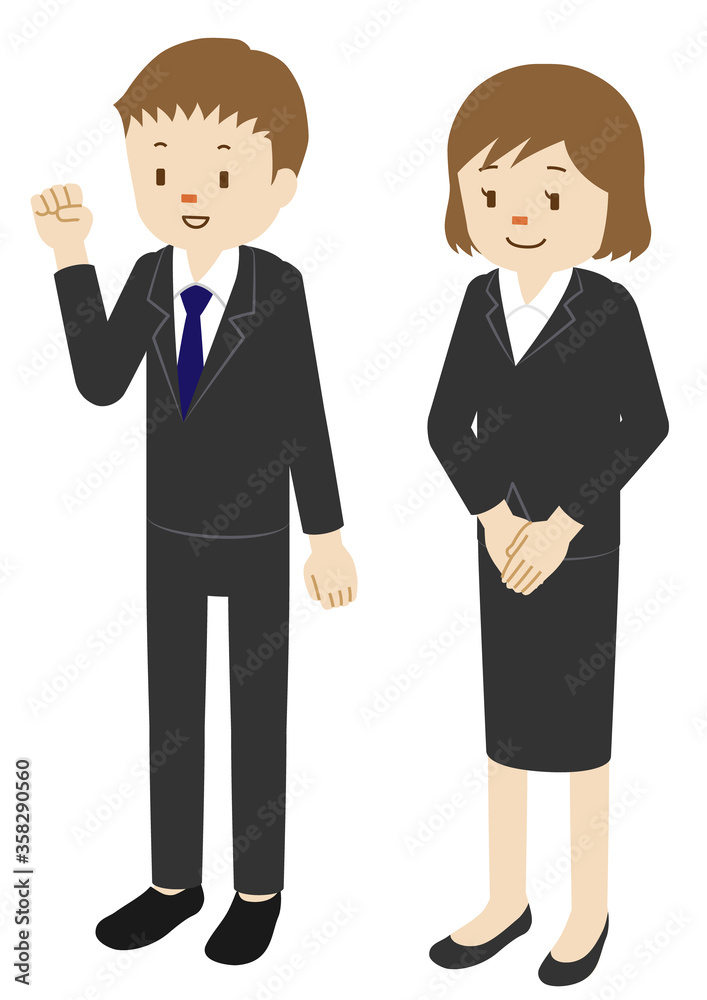 Illustration of male and female doing job hunting