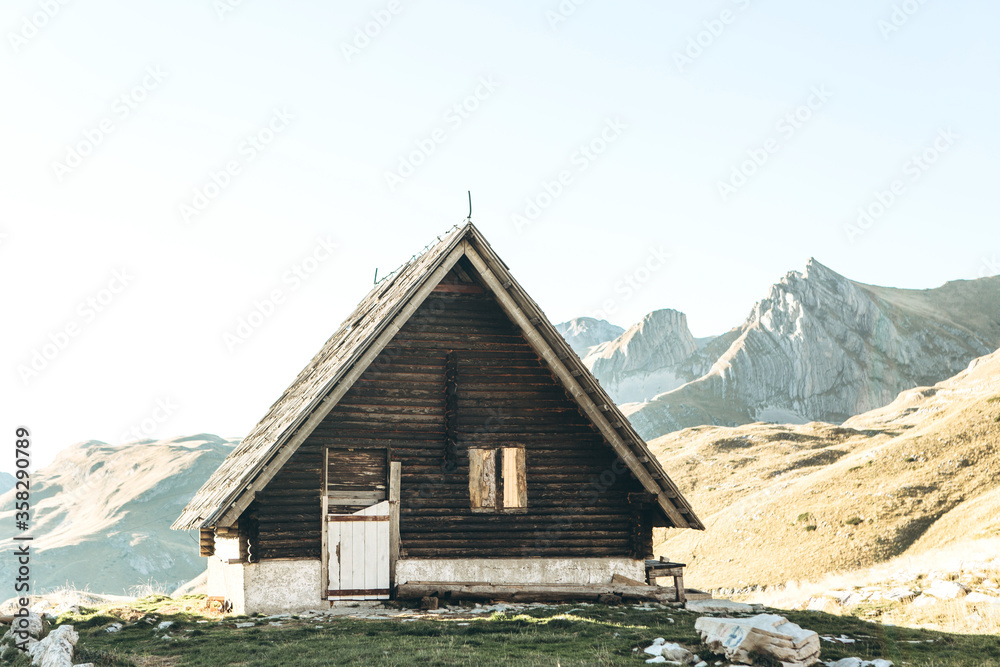 The traditional wooden summer house
