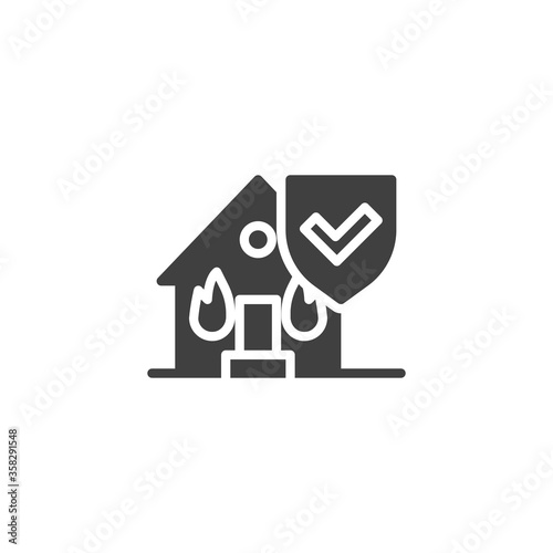 Fire insurance vector icon. filled flat sign for mobile concept and web design. House fire insurance glyph icon. Symbol, logo illustration. Vector graphics