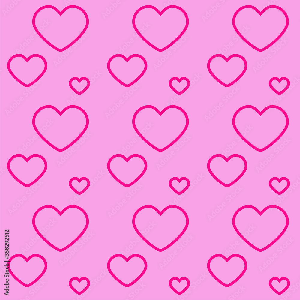 Seamless pattern with pink hearts. Love concept. Design for packaging and backgrounds. Valentine's day spirit. Print for textile, clothes and design. Jpg file