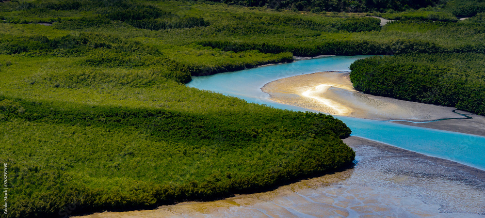 Beautiful Aerial view of river, Bissagos Archipelago (Bijagos), Guinea Bissau. UNESCO Biosphere Reserve