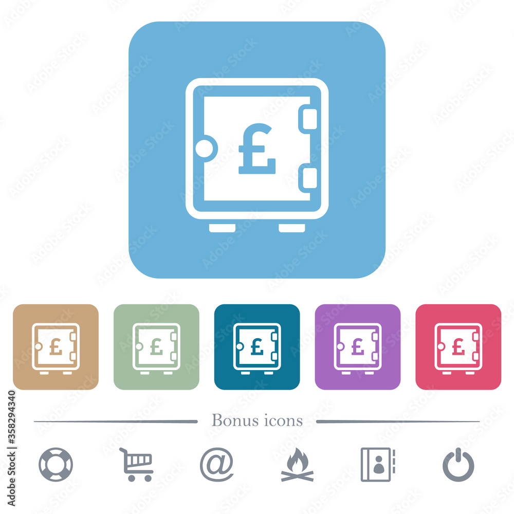 Pound strong box flat icons on color rounded square backgrounds Pound strong box flat icons on color rounded square backgrounds