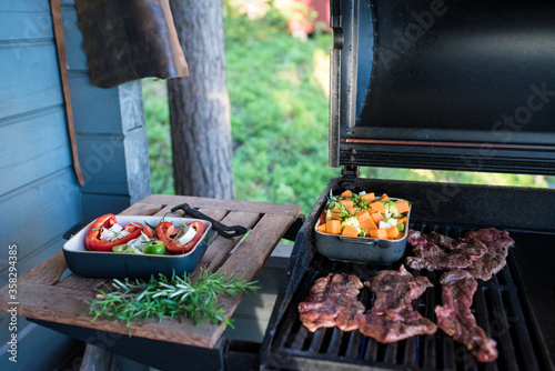 summer grilled grill food outside enjoying the sunset