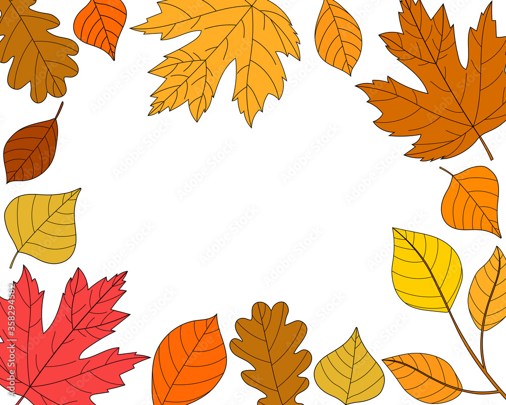 Postcard frame autumn leaves on a white background vector illustration