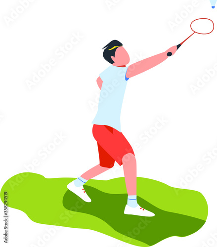 Vector image of a badminton player. Sports games at a distance. Illustration. Badminton players icons and illustrations in vector style.