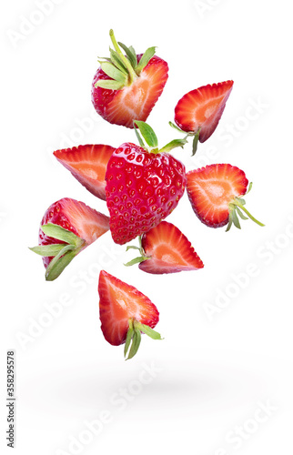 Sliced       strawberries isolated on a white background. Fresh strawberries