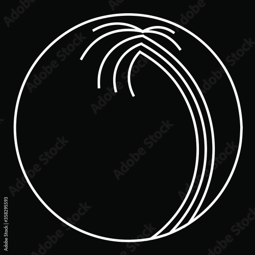 Logo Design of A Coconut Tree in Line Art. Symbol icon of a tropical coconut tree in a Line Art style. Good for travel, holiday, summer, vacation, tourist, hotel, etc.
