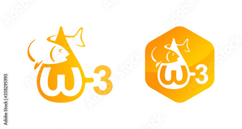 Omega-3 fatty acid and oils icon for vitamines packaging 