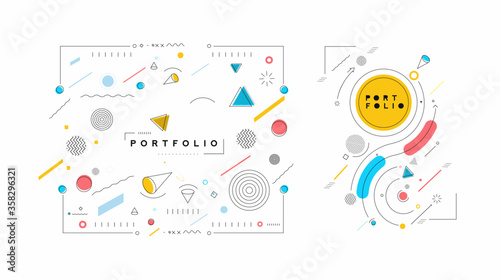 Abstract banner with Portfolio Calligraphic line art text poster with space of your text, vector illustration Design.